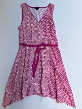 Tommy Hilfiger Pink Printed Sleeveless Belted Dress